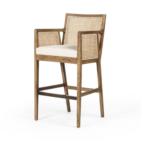 Antonia Cane Bar Chair, Toasted Parawood/Savile Flax