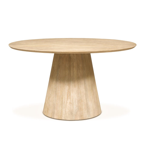 Casablanca Round Dining Table Solid Mango Wood Natural White Finish