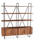 Verbania 75" Acacia Wood Bookshelf With Iron Frame