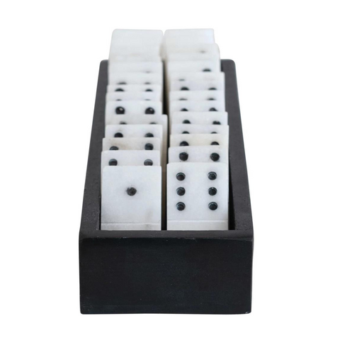Handmade Alabaster Dominoes In Soapstone Box