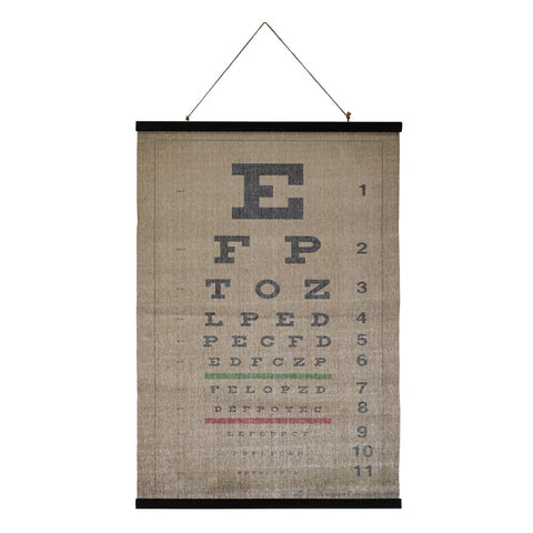 Vintage Style Canvas Eye Chart Wall Hanging