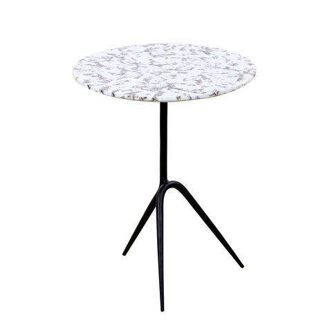 Sperre 18" Accent Table with Alaska White Marble Top