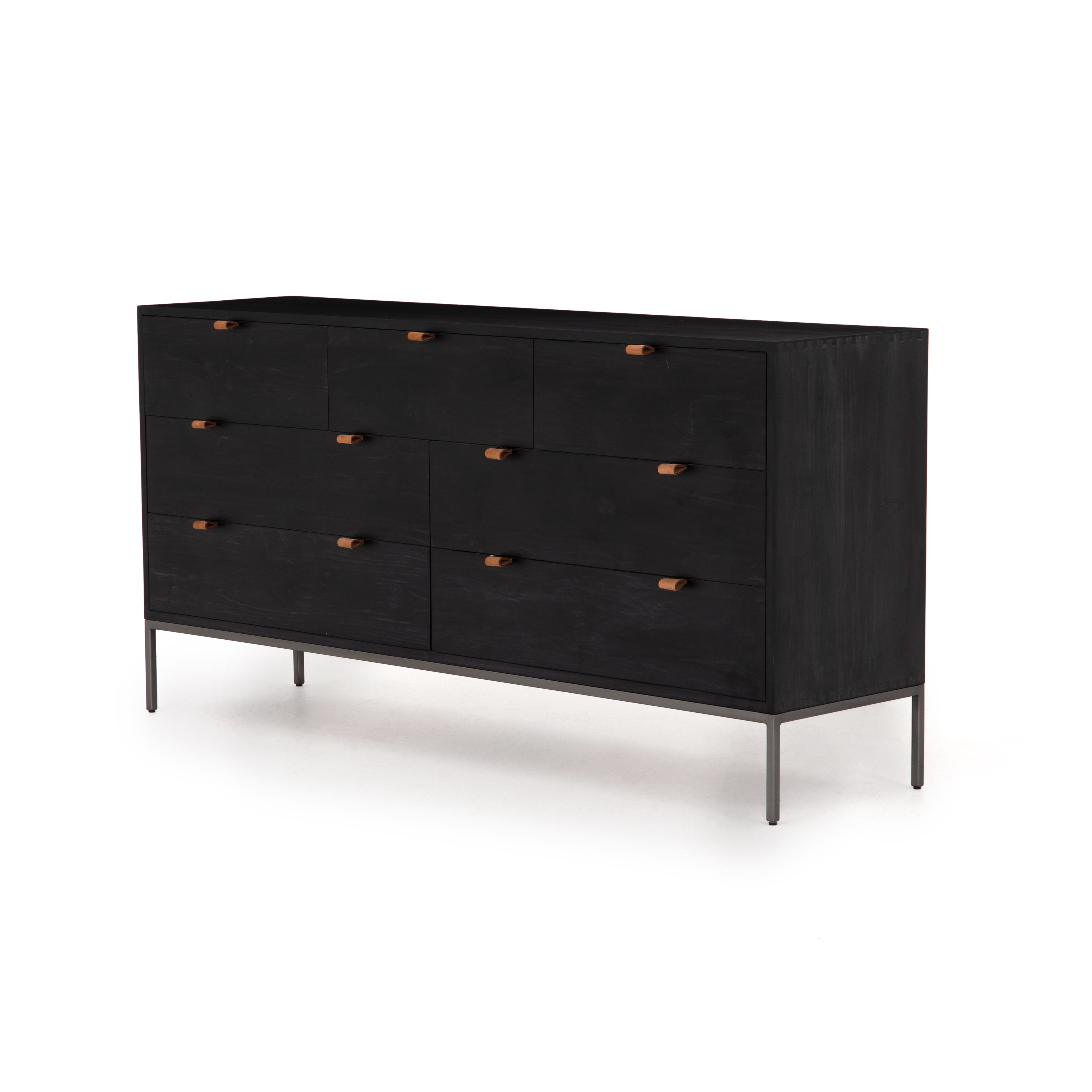 Trey 7 Drawer Dresser-Black Wash Poplar - Four Hands Trey 7 Drawer Dresser-Black Wash Poplar - Four Hands