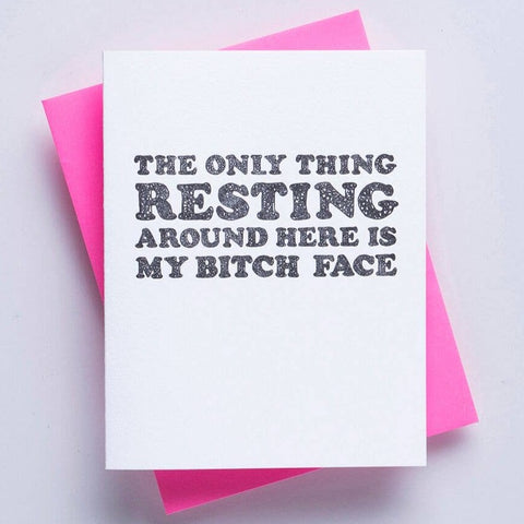 hilarious cards, silly greeting cards, letterpress cards, funny friendship, cards for her, bestfriend gift, resting bitch face, missing you gift, i miss you card, cute stationery card, bestie gifts sister, just because gift, thinking of you card