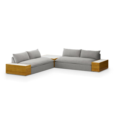 Grant Outdoor 2-Pc Sectional with Coffee & End Tables - Faye Ash