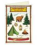 Cavallini Happy Birthday To The Happy Camper Greeting Card + Camping + Outdoors + Vintage Inspired