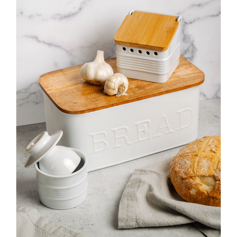 Home Basics Tin Bread Box, Ivory 