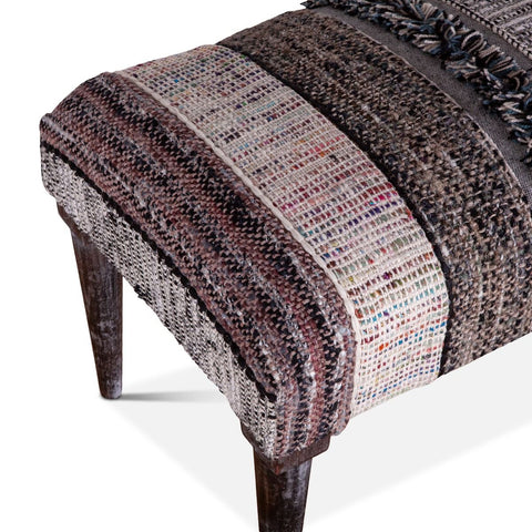 Marrakesh 42" Upholstered Bench Fluffy Black Fabric Detail