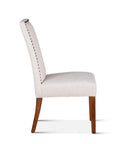 Jones Off-White Linen Dining Chair with Natural Teak Legs