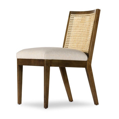 Antonia Cane Armless Dining Chair, Toasted Parawood/Savile Flax