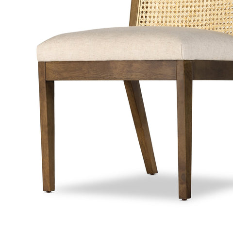 Antonia Cane Armless Dining Chair, Toasted Parawood/Savile Flax