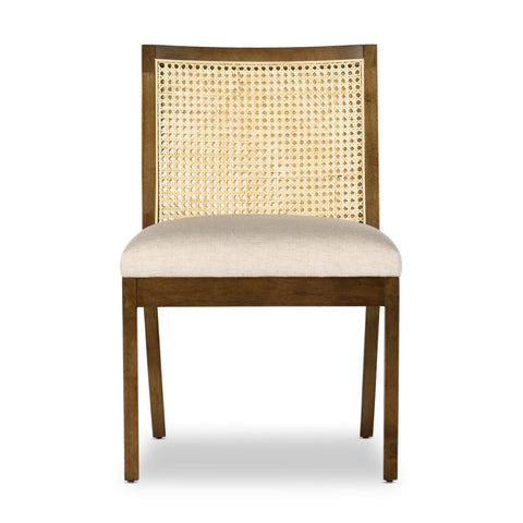 Antonia Cane Armless Dining Chair, Toasted Parawood/Savile Flax