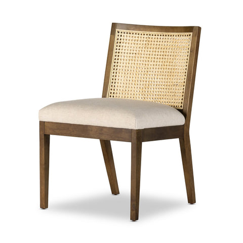 Antonia Cane Armless Dining Chair, Toasted Parawood/Savile Flax