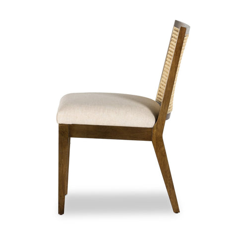 Antonia Cane Armless Dining Chair, Toasted Parawood/Savile Flax