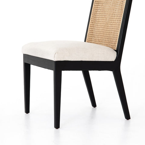 Antonia Cane Armless Dining Chair, Brushed Ebony/Savile Flax