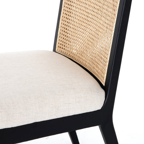 Antonia Cane Armless Dining Chair, Brushed Ebony/Savile Flax