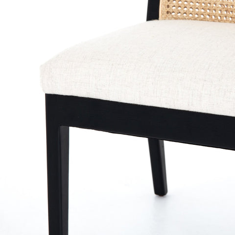 Antonia Cane Armless Dining Chair, Brushed Ebony/Savile Flax