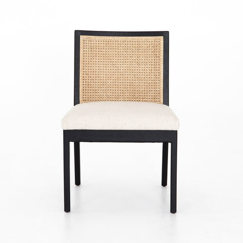 Antonia Cane Armless Dining Chair, Brushed Ebony/Savile Flax