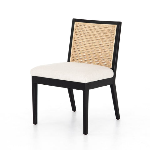 Antonia Cane Armless Dining Chair, Brushed Ebony/Savile Flax