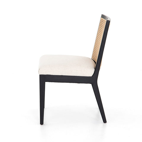 Antonia Cane Armless Dining Chair, Brushed Ebony/Savile Flax