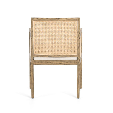 Antonia Cane Dining Arm Chair, Toasted Parawood/Savile Flax