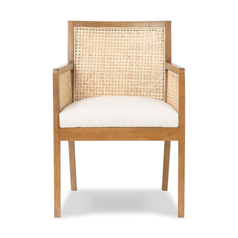 Antonia Cane Dining Arm Chair, Toasted Parawood/Savile Flax