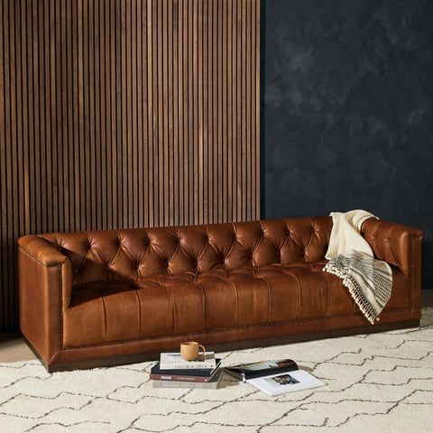 Maxx Leather Sofa 95", Heirloom Sienna