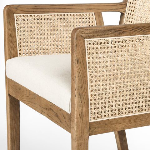 Antonia Cane Bar Chair, Toasted Parawood/Savile Flax