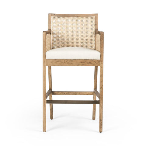 Antonia Cane Bar Chair, Toasted Parawood/Savile Flax