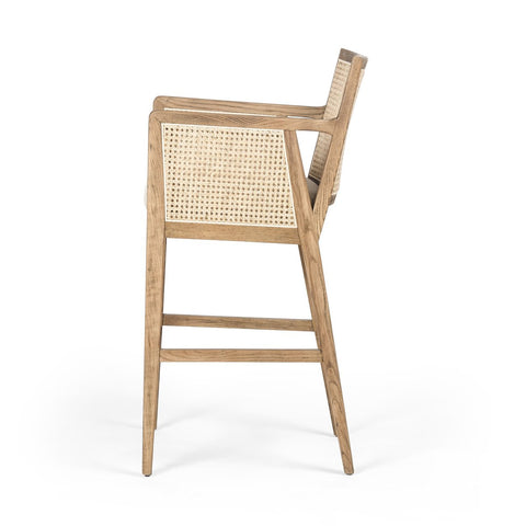 Antonia Cane Bar Chair, Toasted Parawood/Savile Flax