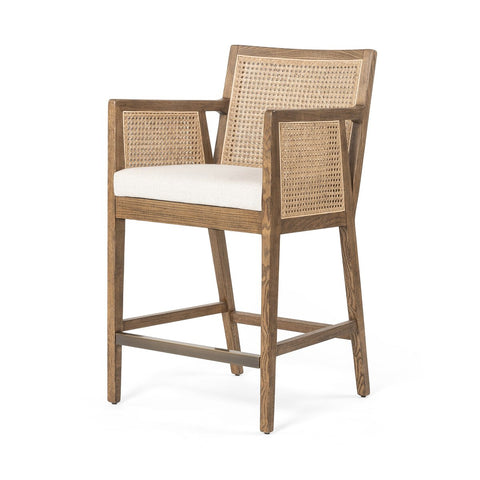 Antonia Cane Counter Chair, Toasted Parawood/Savile Flax