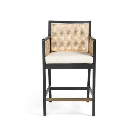 Antonia Cane Counter Chair, Brushed Ebony/Savile Flax