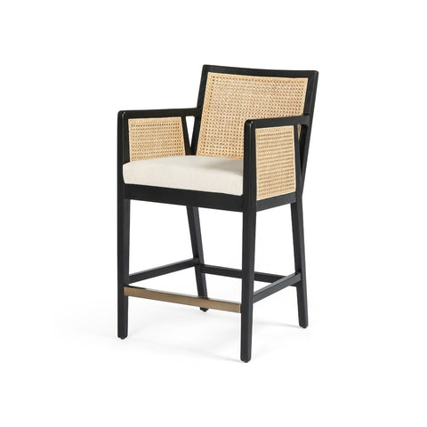 Antonia Cane Counter Chair, Brushed Ebony/Savile Flax