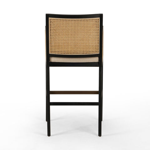 Antonia Cane Bar Chair, Brushed Ebony/Savile Flax