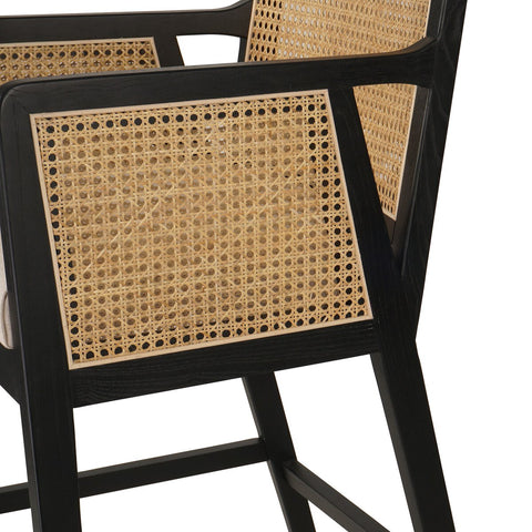 Antonia Cane Bar Chair, Brushed Ebony/Savile Flax