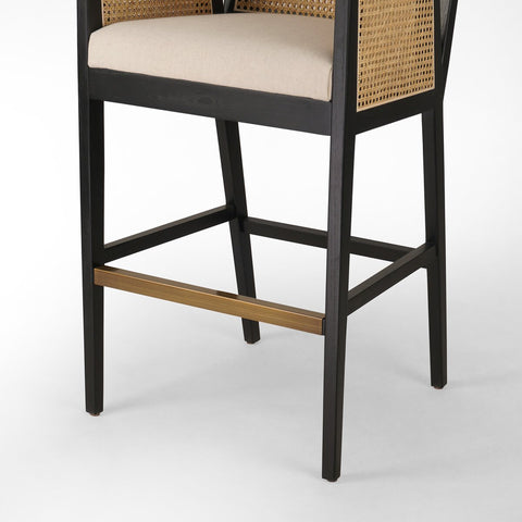 Antonia Cane Bar Chair, Brushed Ebony/Savile Flax