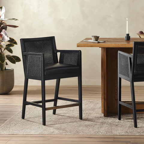 Antonia Cane Counter Chair, Brushed Ebony/Sonoma Black