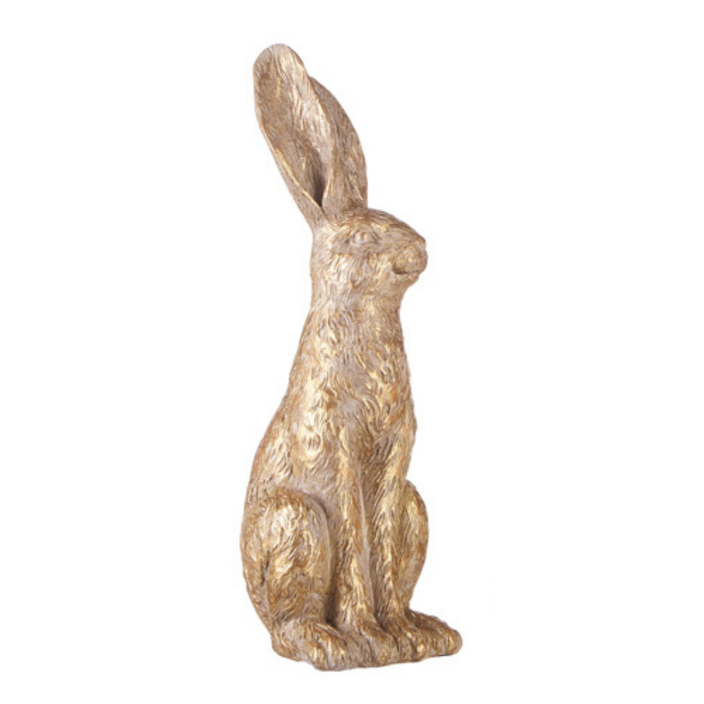 12.25" Gold Leaf Rabbit Statue Modern Easter Decor