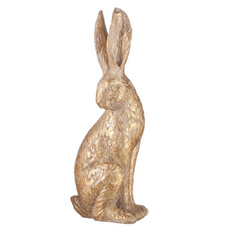 12.25" Gold Leaf Rabbit Statue Modern Easter Decor
