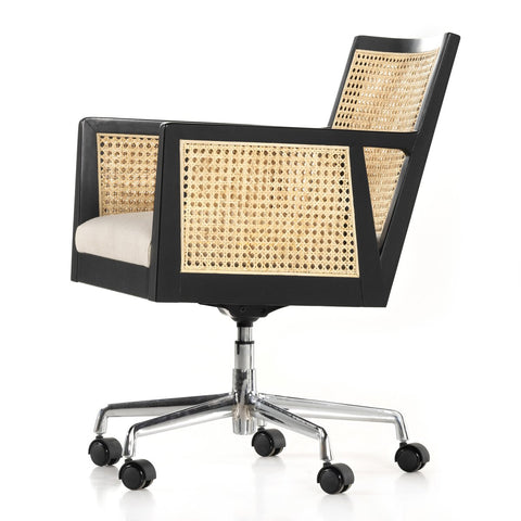 Antonia Cane Arm Desk Chair, Brushed Ebony