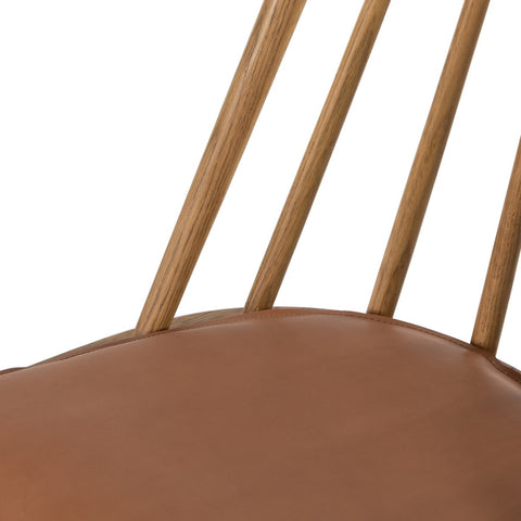 Lewis Windsor Chair, Sandy Oak + Whiskey Saddle Cushion