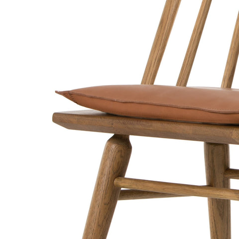 Lewis Windsor Chair, Sandy Oak + Whiskey Saddle Cushion