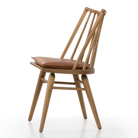 Lewis Windsor Chair, Sandy Oak + Whiskey Saddle Cushion