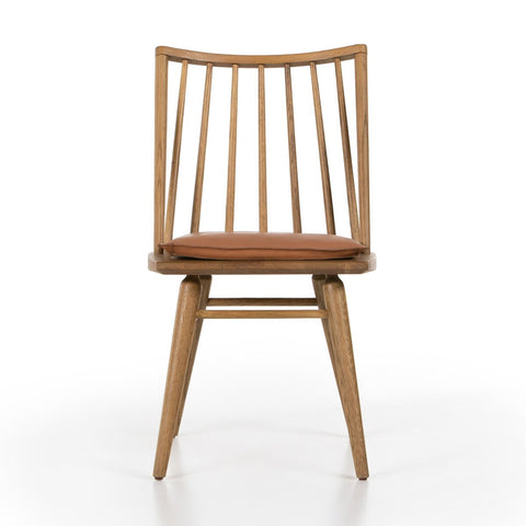 Lewis Windsor Chair, Sandy Oak + Whiskey Saddle Cushion