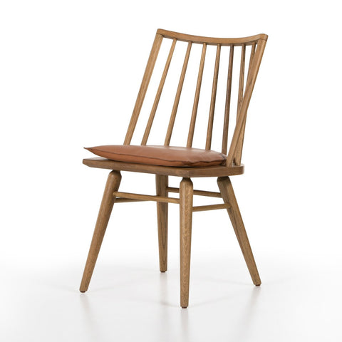 Lewis Windsor Chair, Sandy Oak + Whiskey Saddle Cushion