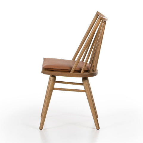 Lewis Windsor Chair, Sandy Oak + Whiskey Saddle Cushion