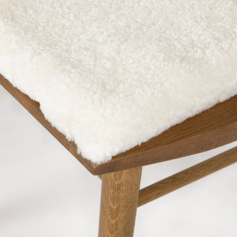 Lewis Windsor Chair, Sandy Oak + Shorn Sheepskin Cushion