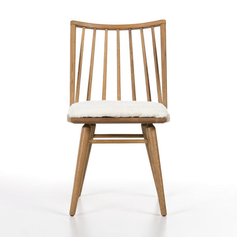 Lewis Windsor Chair, Sandy Oak + Shorn Sheepskin Cushion