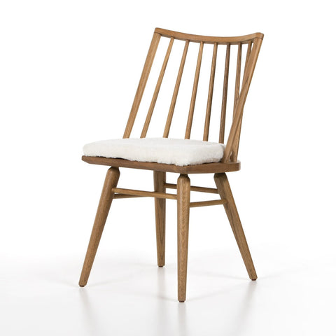 Lewis Windsor Chair, Sandy Oak + Shorn Sheepskin Cushion