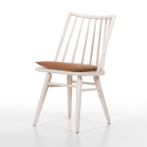 Lewis Windsor Chair, Off White + Whiskey Saddle Cushion